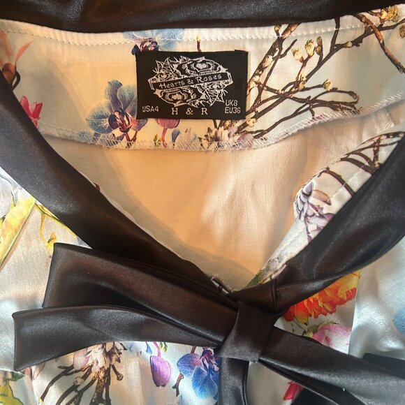 Hearts & Roses Floral Pinup Rockabilly Kimono Style Dress 4 - Picture 6 of 8